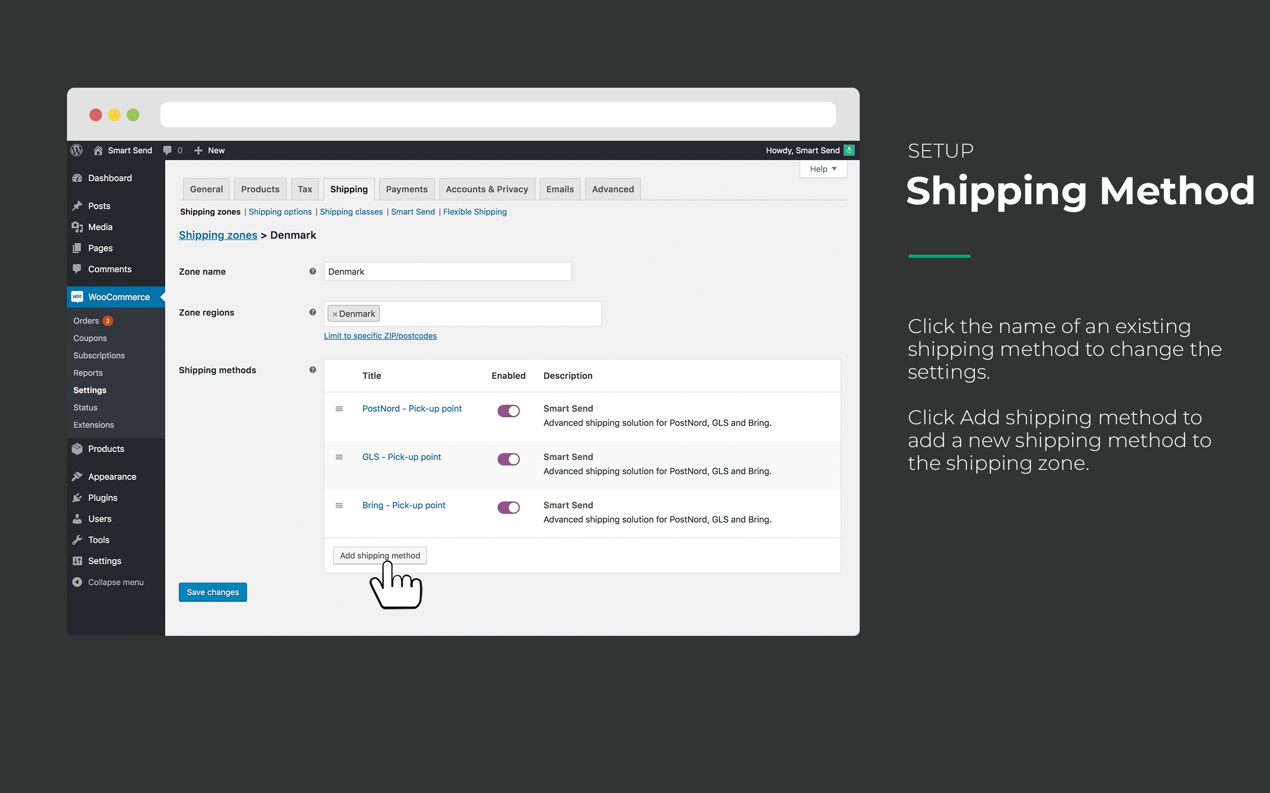 Add shipping methods using Smart Send